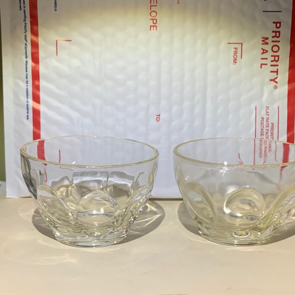 Vintage PYREX CORNING Mixing Serving Food Prep THUMBPRINT 3.5" Bowls - Pair Of 2